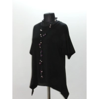 Tunika KIMONO dzianinowa z wydłużonymi bokami - czarna